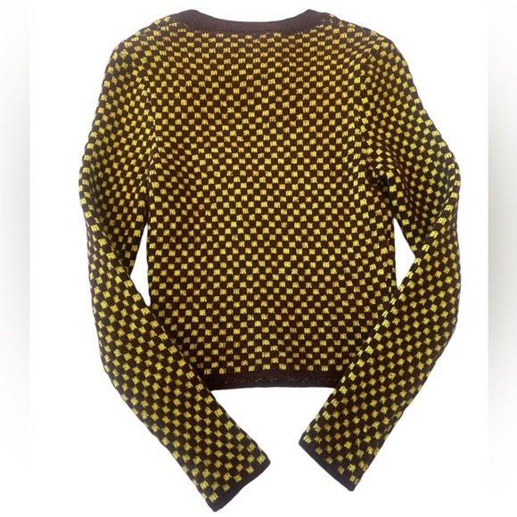 Zara Burgundy Checkered Cut-Out Knit Sweater - Picture 10 of 14